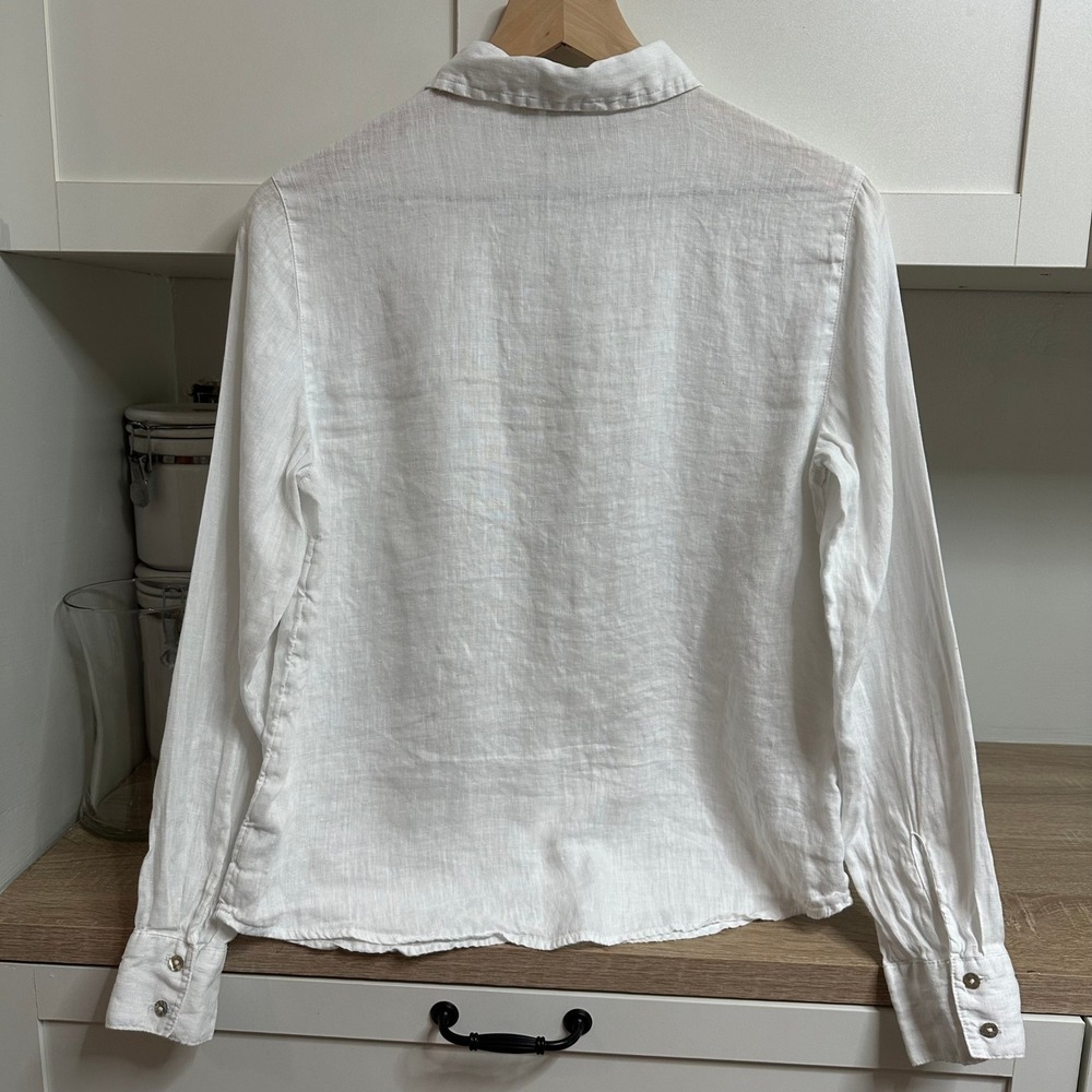 Joie 100% Linen Button Down Shirt Women S White Long Sleeve Coastal Quiet Luxury - Picture 2 of 13